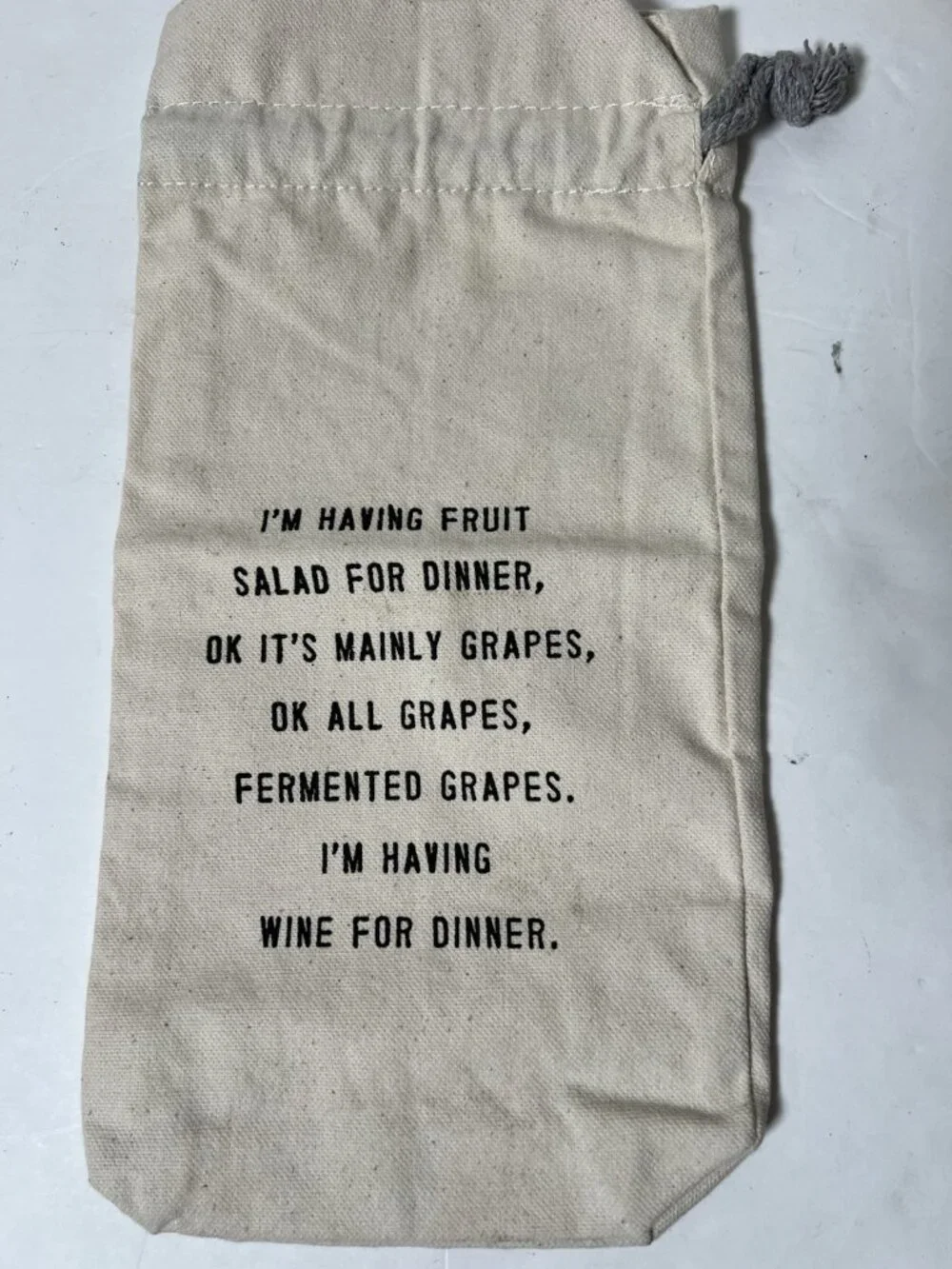 New Sugarboo Designs Co Wine For Dinner Gift Bag Drawstring Linen